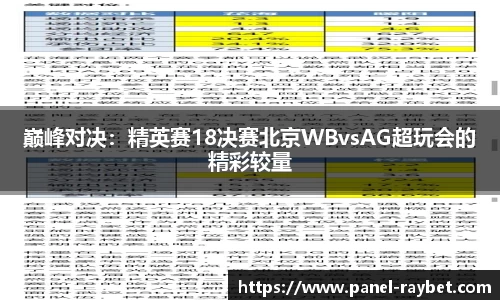 巅峰对决：精英赛18决赛北京WBvsAG超玩会的精彩较量